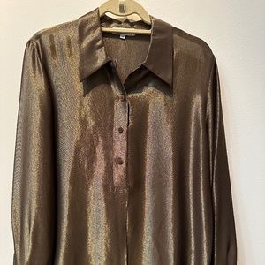Giorgio Armani gold voile blouse - size 12